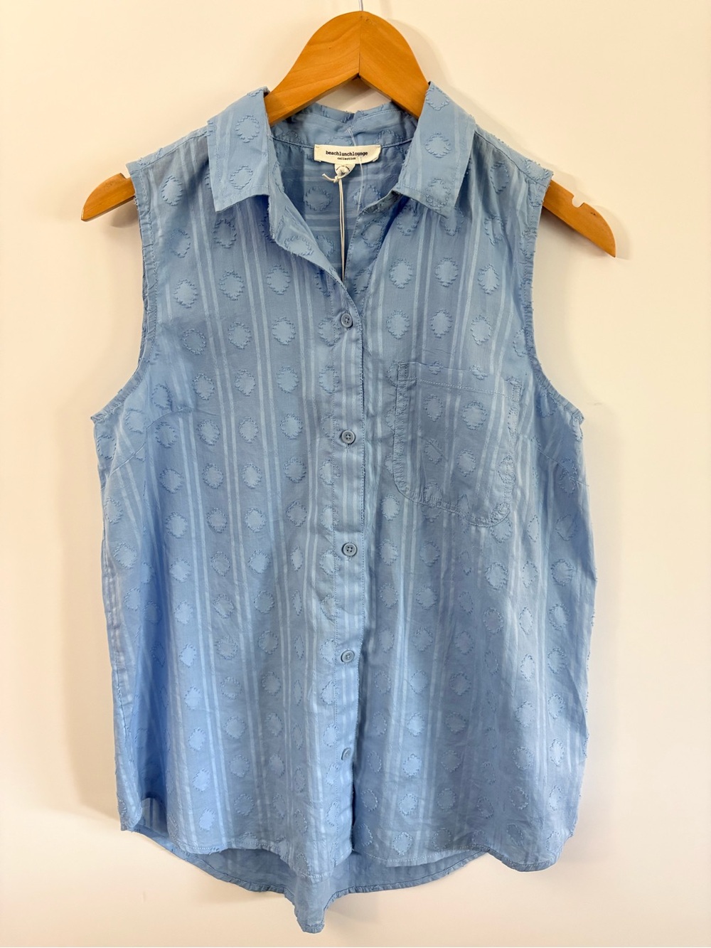 beachlunchlounge Light Blue Sleeveless Button-Down Top